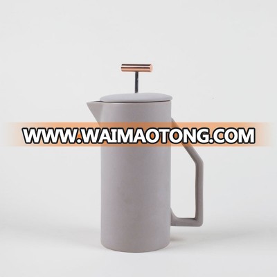 850ml custom porcelain brewing coffee french press in matte gray color