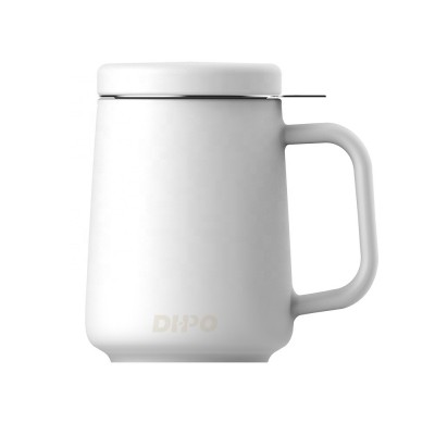 DHPO new porcelain tea mug with 304 SLS filter and ceramic lid