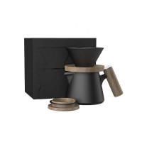 DHPO ceramic V60 coffee dripper set with wooden cone and handle