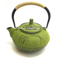 1.5 L Bamboo Porcelain Enamel Coating Cast Iron Tea Pot Tea Kettle