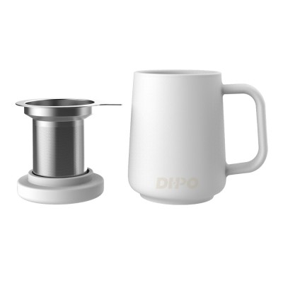 DHPO New Porcelain Tea Brewer Mug With 304 SLS Filter And Ceramic Lid