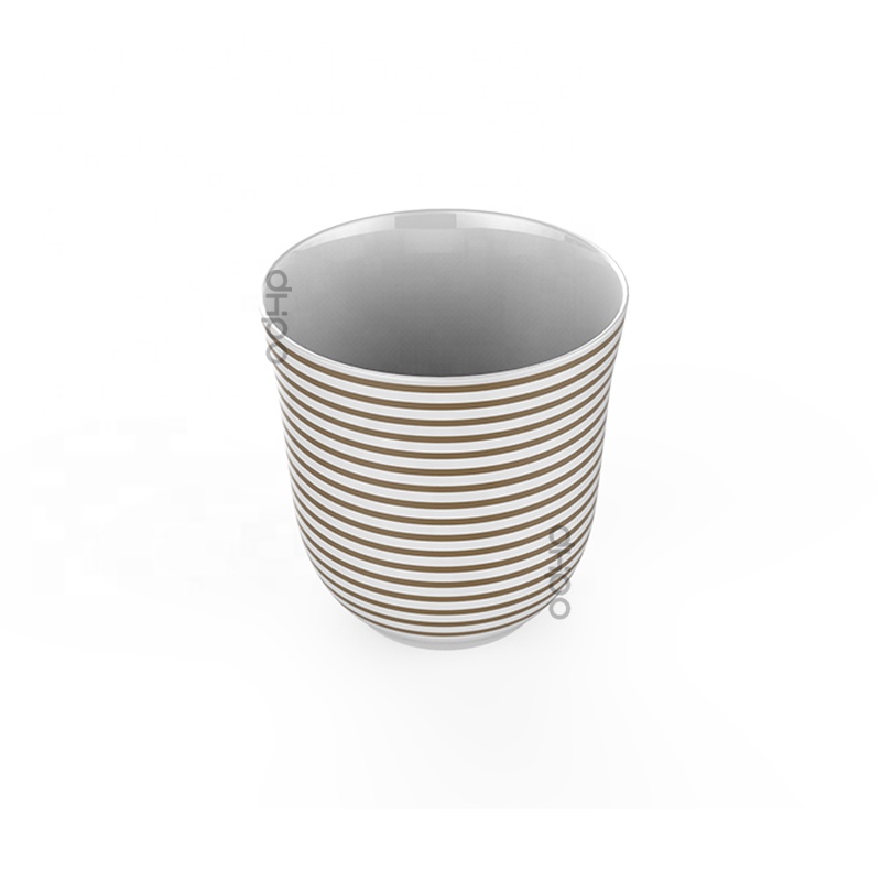 9oz New design Lead & Cadmium-free eco-friendly custom ceramic white and black striped tea cup